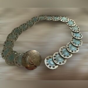 Silver and Blue Concho Belt